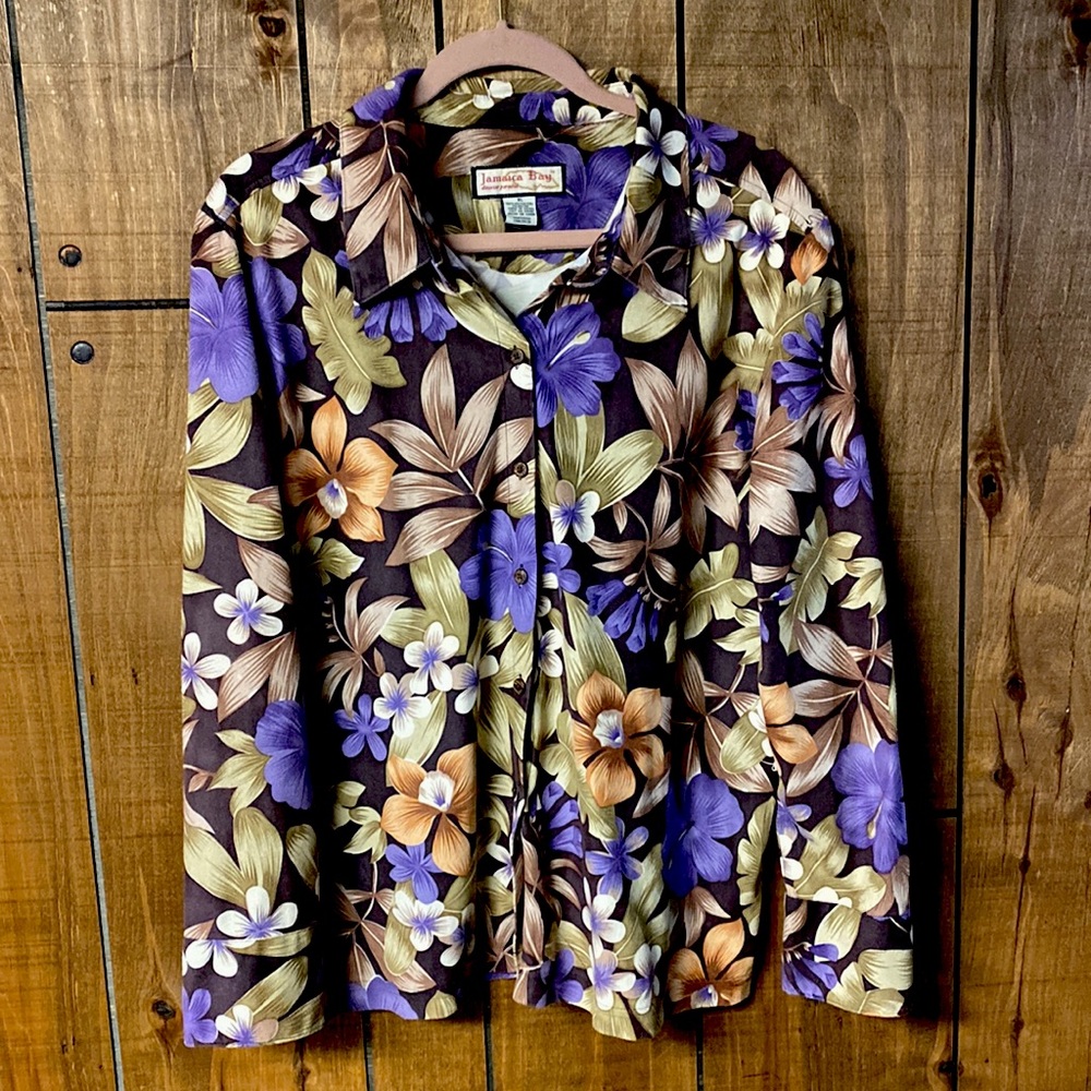 Jamaica bay jacket/ blouse. Faux suede, XL, 100% polyester, long sleeves, colors
